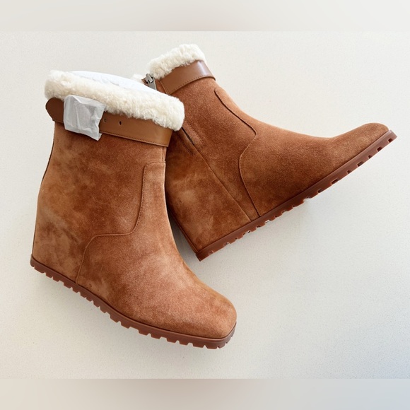 Simkhai Avery Shearling Wedge Ankle Boot - Picture 1 of 17